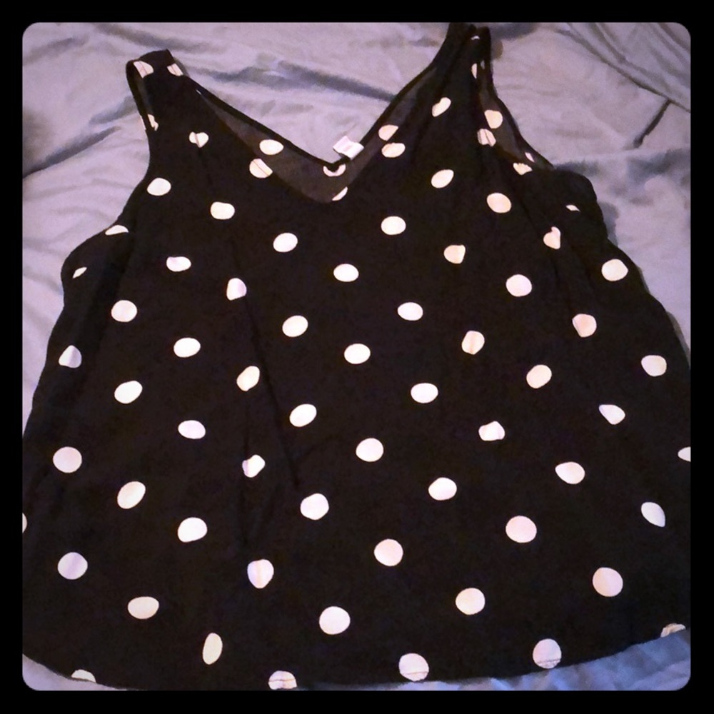 Black tank with white polka dots